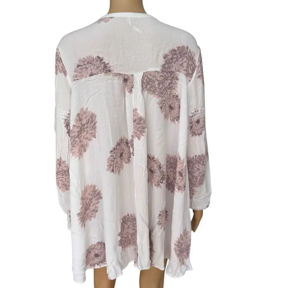 FREE PEOPLE Floral Flowy Tunic Top size S - Picture 3 of 7